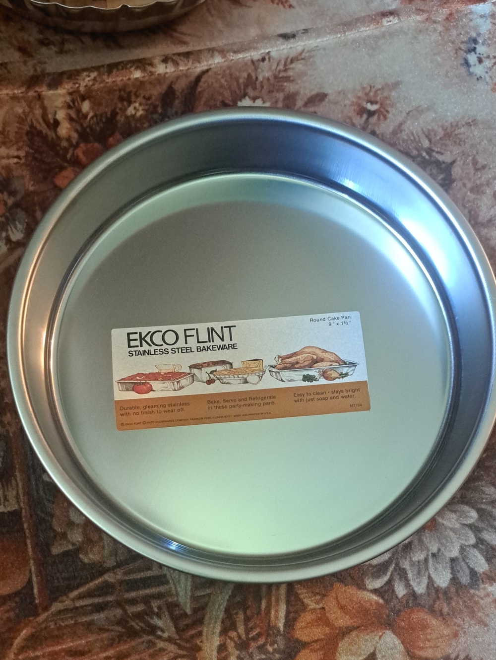 NWT Vintage EKCO Flint Stainless Steel 9" Round Cake Pan